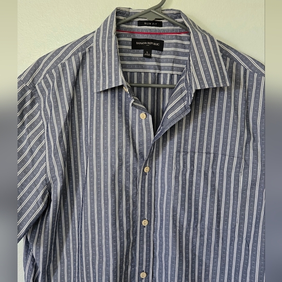 Banana Republic Chambray Short Sleeve Shirt Size Large - Picture 3 of 6